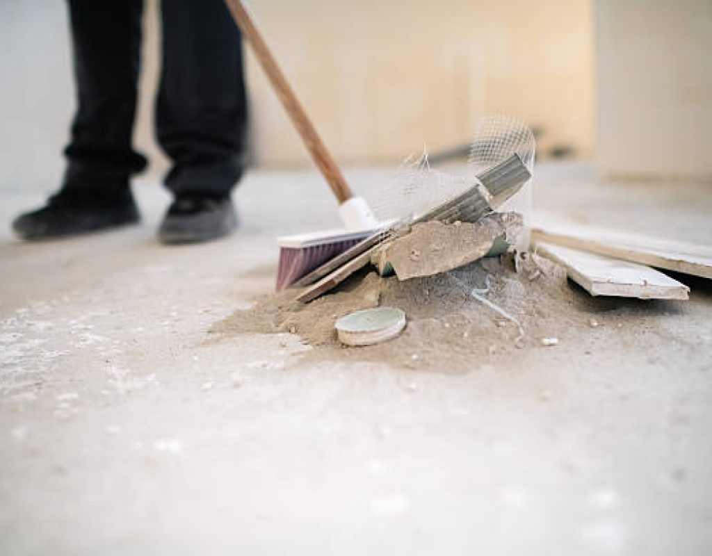 Professional post construction cleaning service preparing space for final inspection